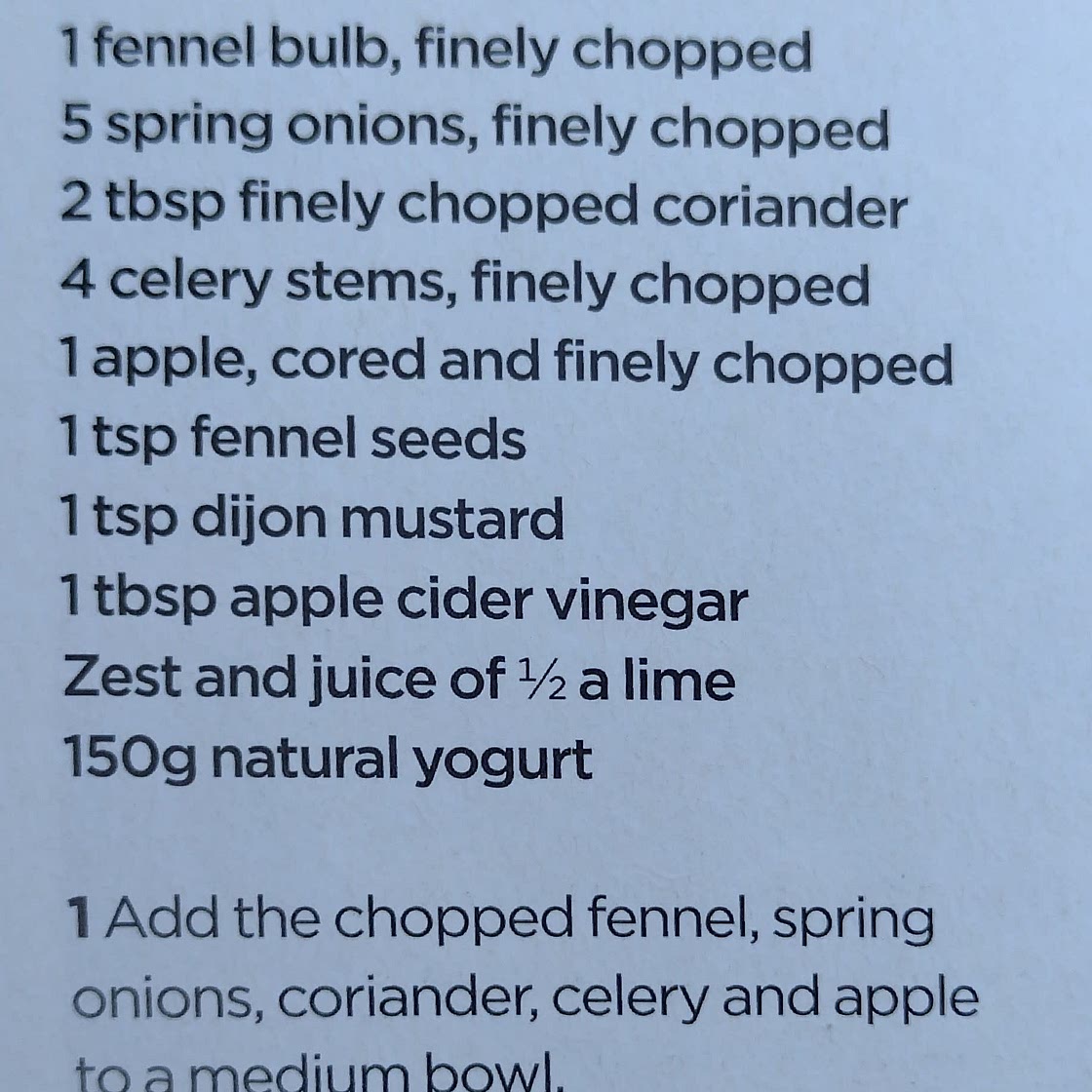 Summer veg coleslaw with coriander.