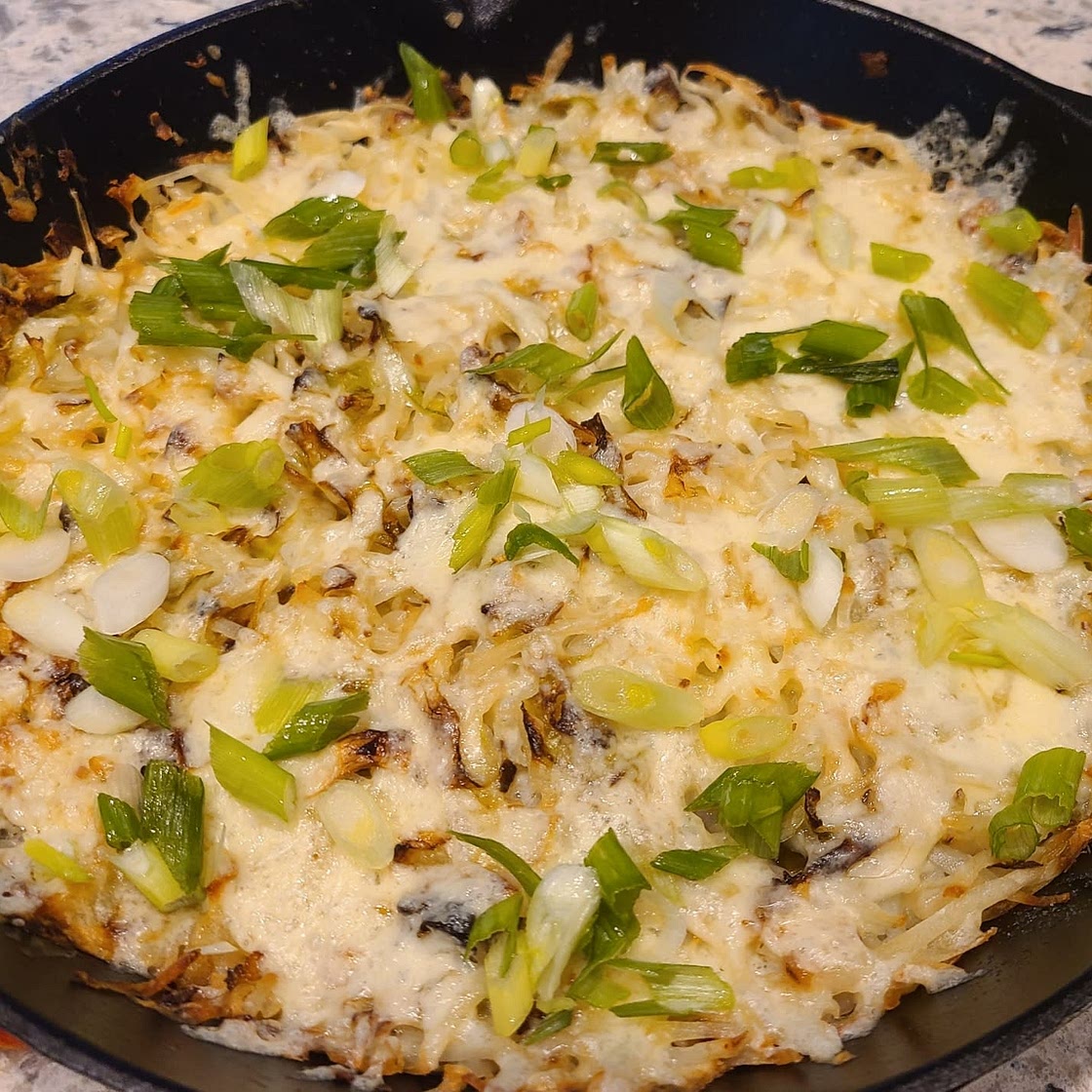 Irish Cheddar & Cabbage Hash Brown Skillet