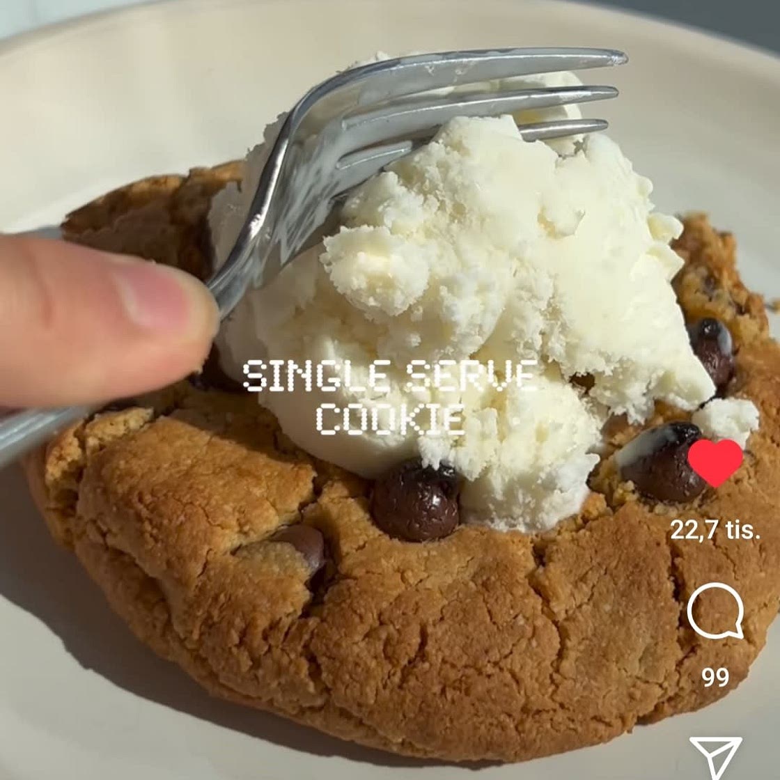 Healthy single serv choco chip cookie