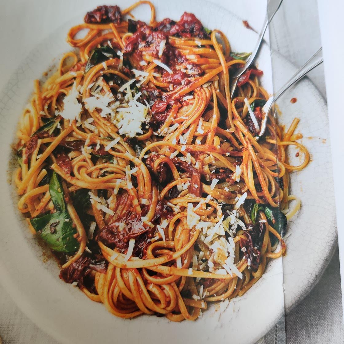 Fettuccine with spiced cherry tomato sauce