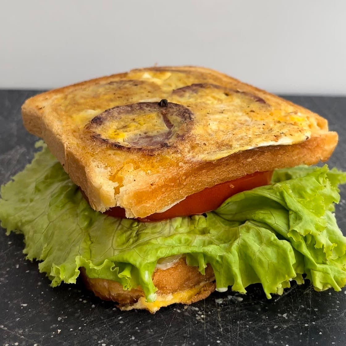 Sucuk egg toast sandwich