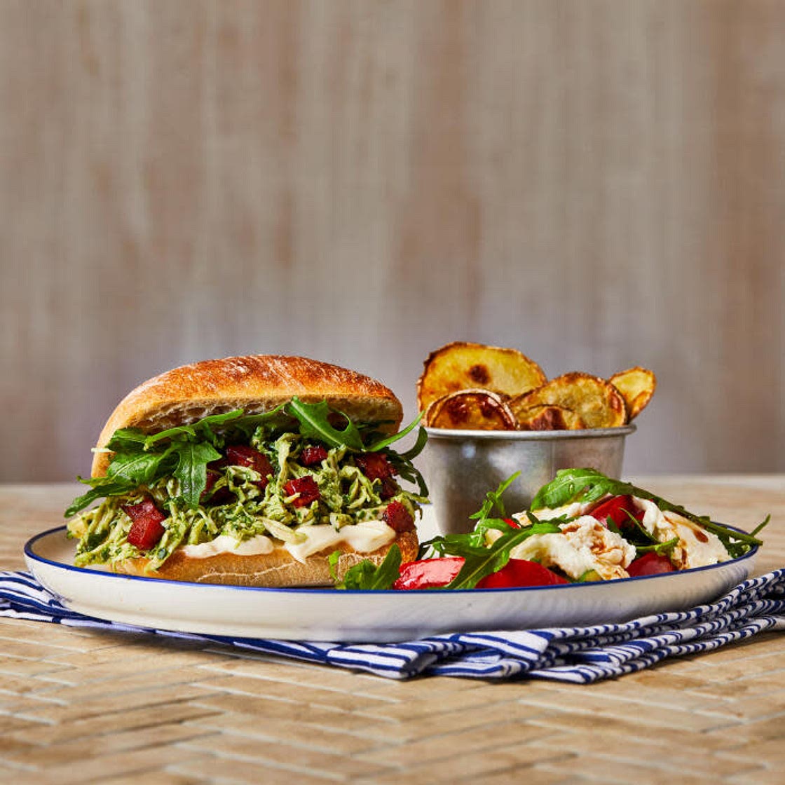 Homemade Pesto Chicken & Chorizo Sandwich