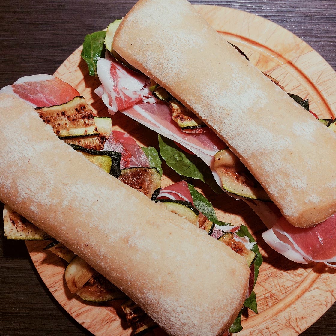 Panini - Raw ham and grilled zucchini