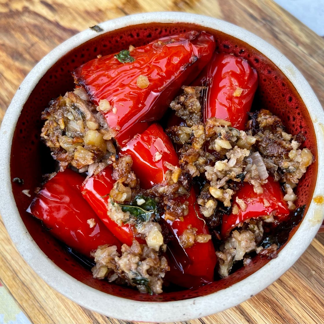Stuffed Baby Red Peppers with Walnuts, Herbs and Spices
