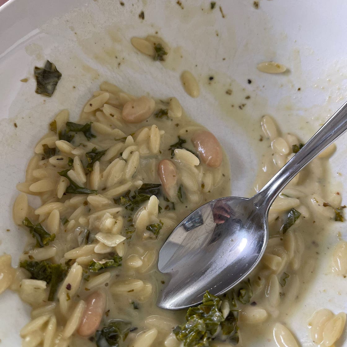Creamy White Bean Lemon Pesto Orzo Soup