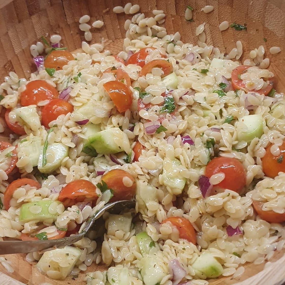 Lemon Orzo Chickpea Salad