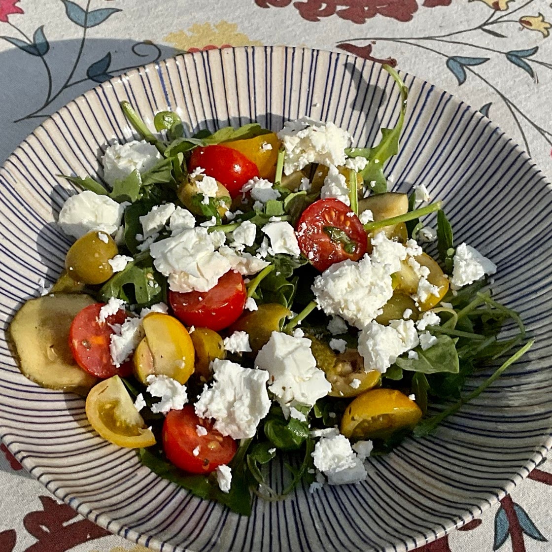 Feta, Olive and Tomato Salad with a Herb and Lemon Dressing