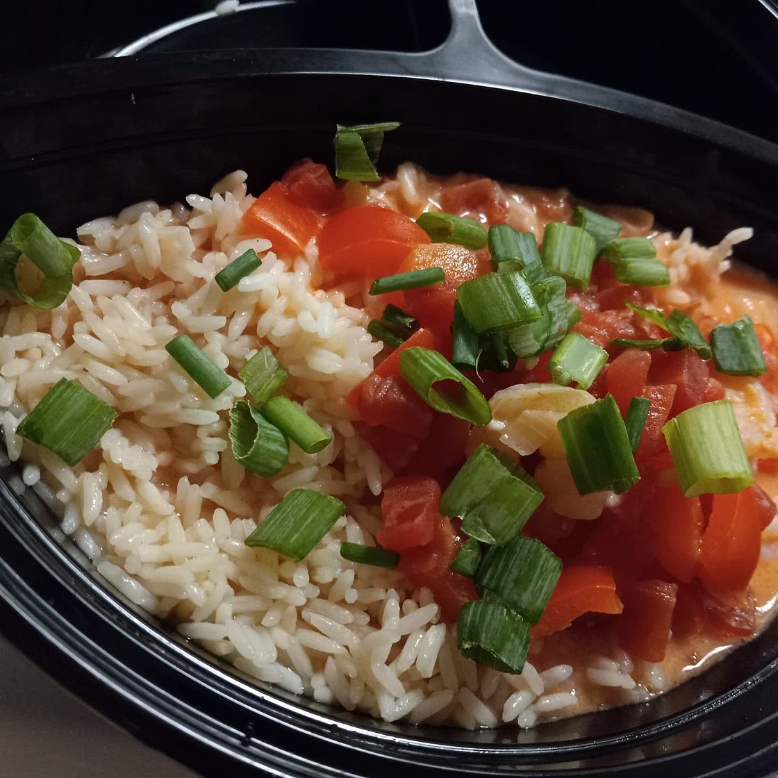 Garlic Shrimp in Coconut Milk, Tomatoes and Cilantro