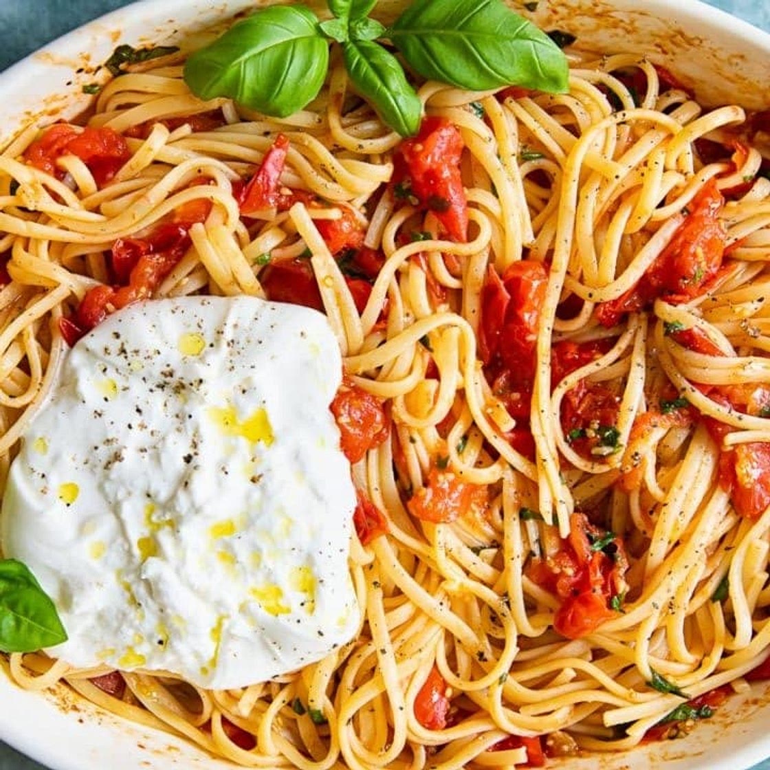 Spaghetti Cherry Pomodoro and Burrata Cheese