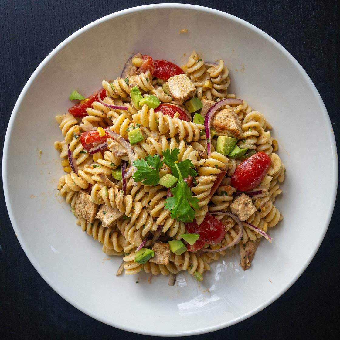 Chicken Cilantro Avocado Pasta Salad
