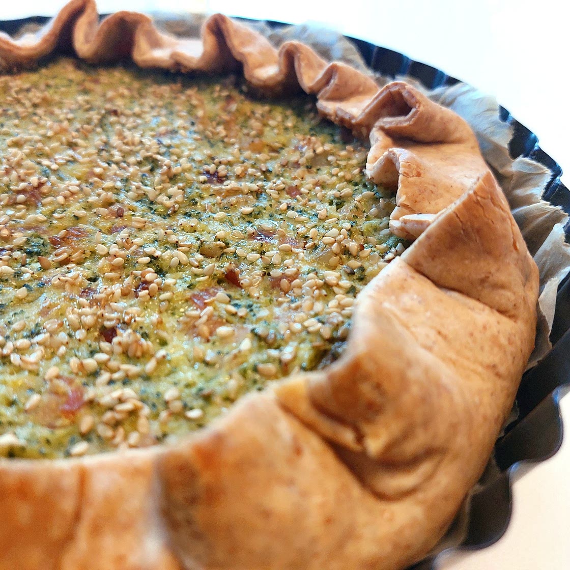 Savory pie- broccoli, bacon and ricotta