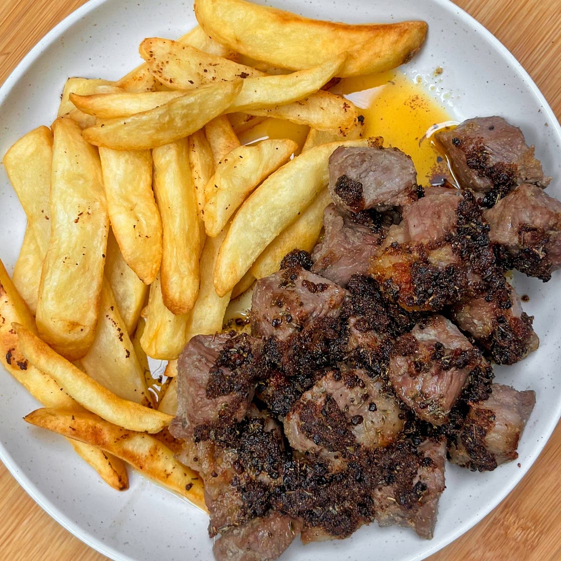 Air Fryer Cajun Garlic Butter Steak Bites