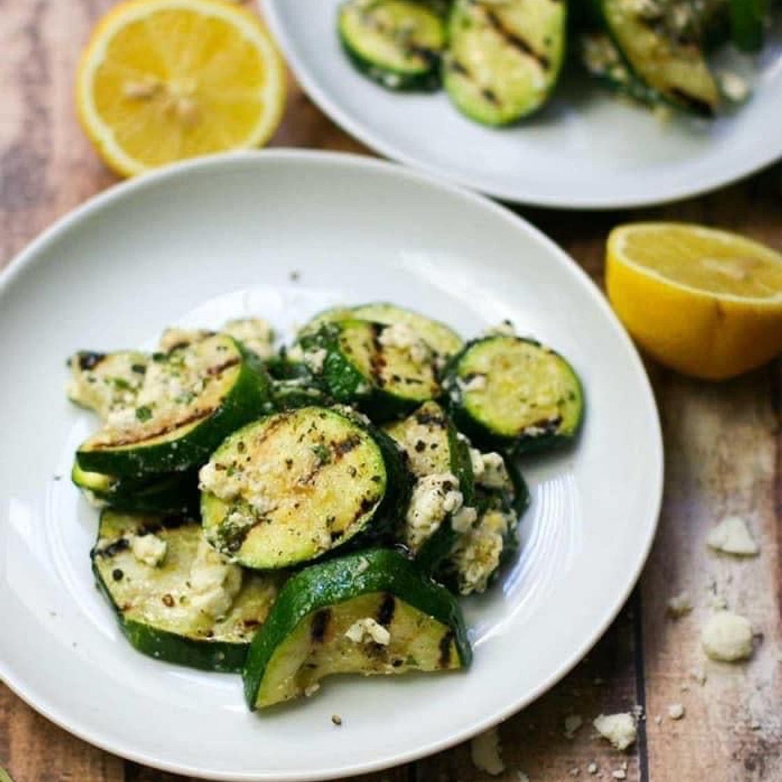 Grilled Zucchini with Lemon and Feta