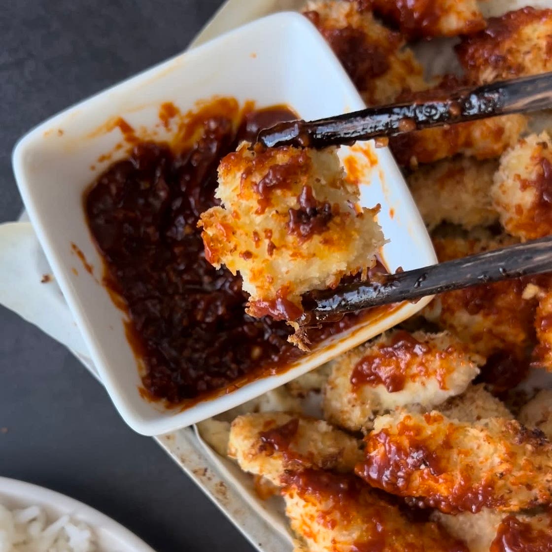 Air Fried Gochujang Popcorn Chicken