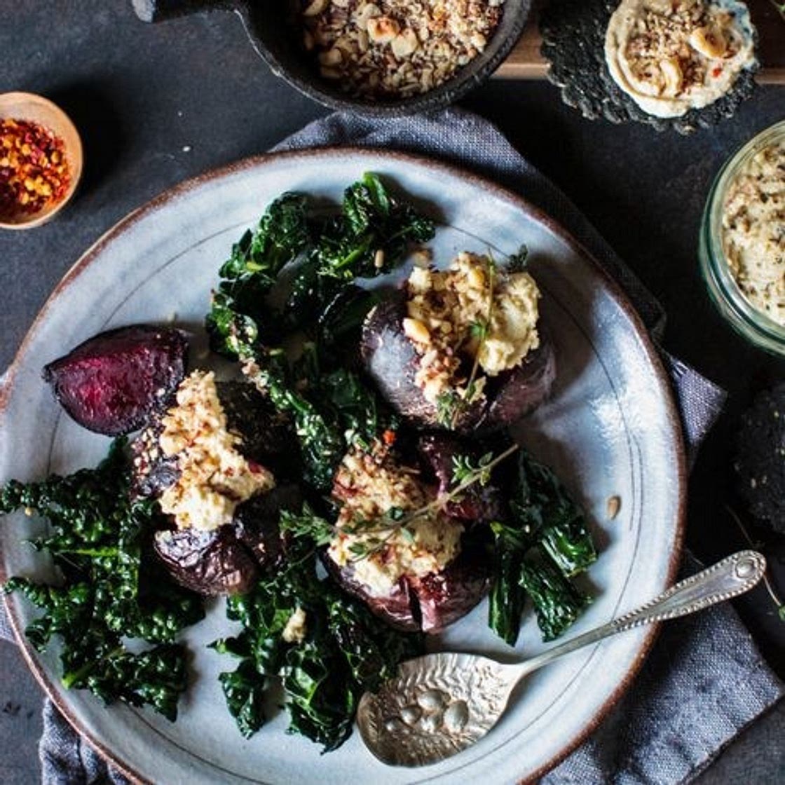 Baked Beetroots with Cashew Cheese and Hazelnut & Thyme Dukkah
