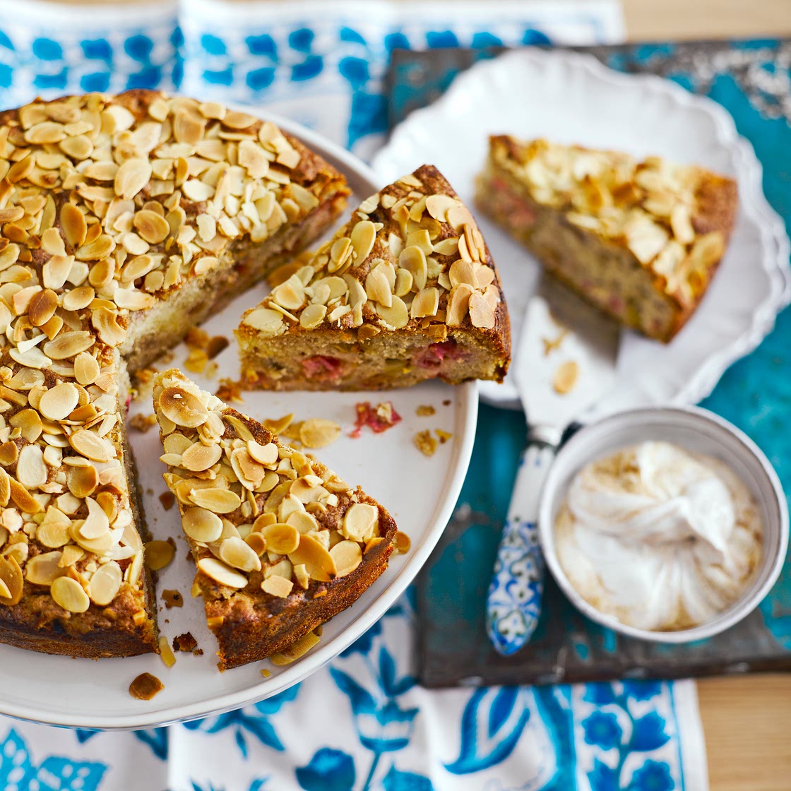 Spiced Rhubarb Cake with Cinnamon Cream