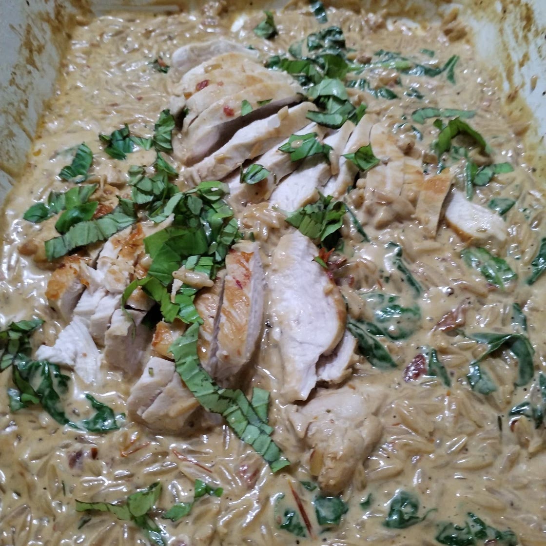 Creamy Tuscan Chicken Orzo