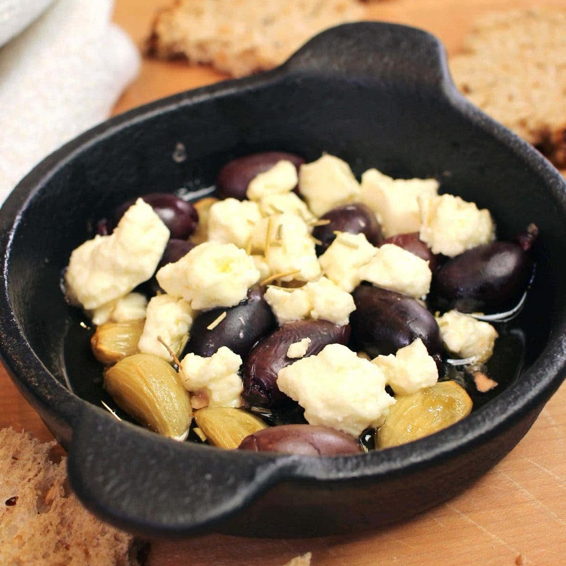 Roasted Garlic, Olives, and Feta