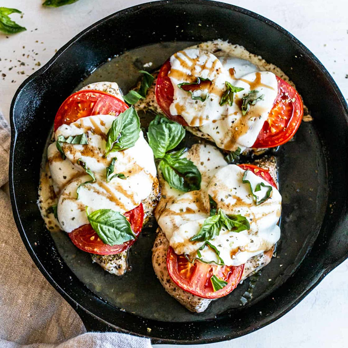 Low Carb Caprese Chicken Skillet
