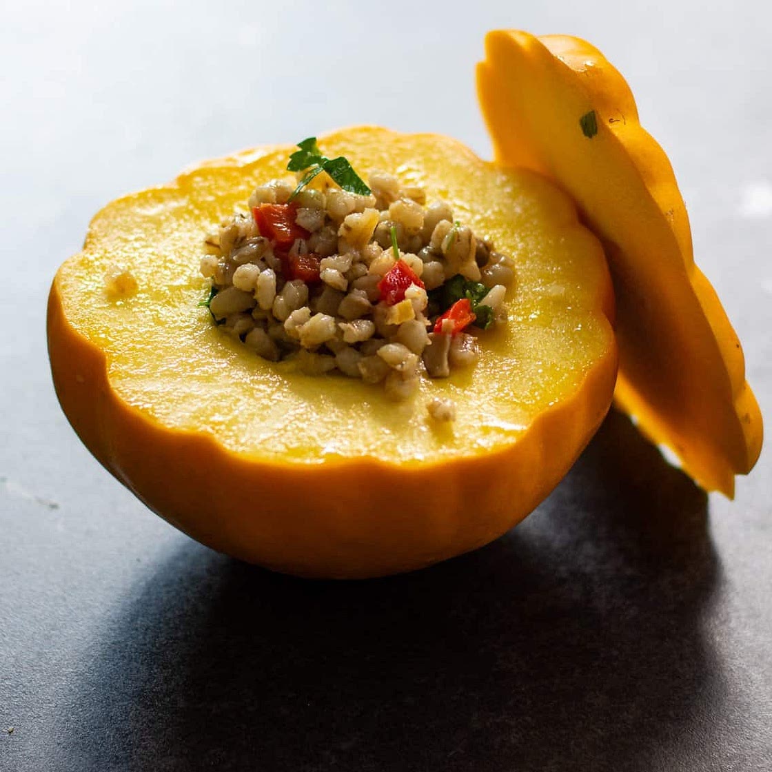 Barley stuffed squash