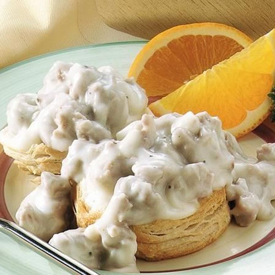 Biscuits and Peppered Sausage Gravy Recipe from Betty Crocker