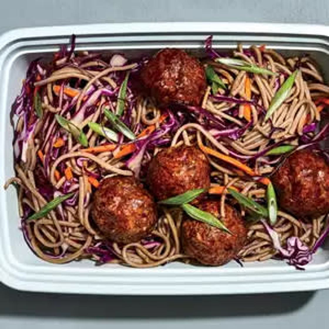 Glazed Meatballs With Soba Noodles