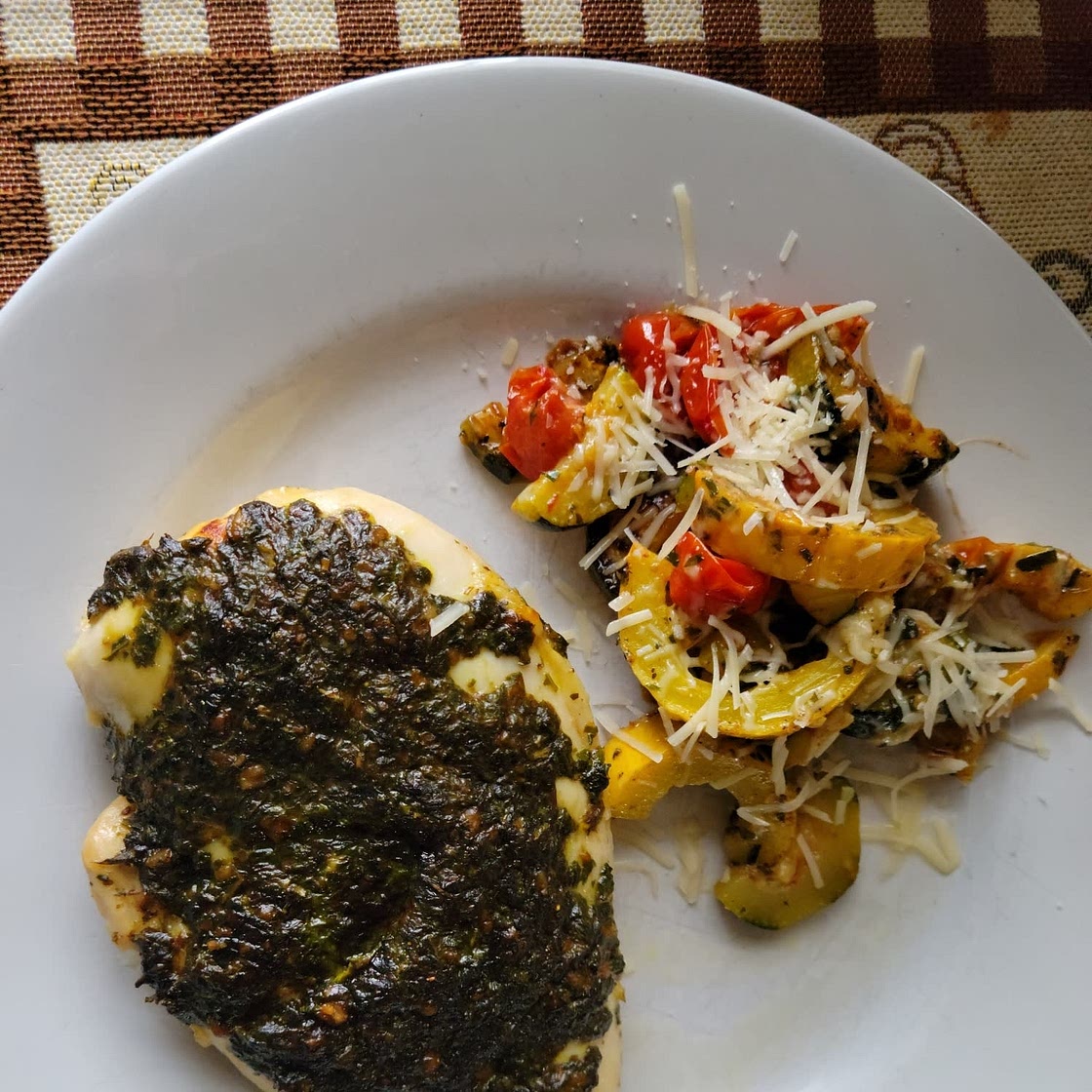 Sauteed Garlic-Parmesan Zucchini Squash and Tomatoes