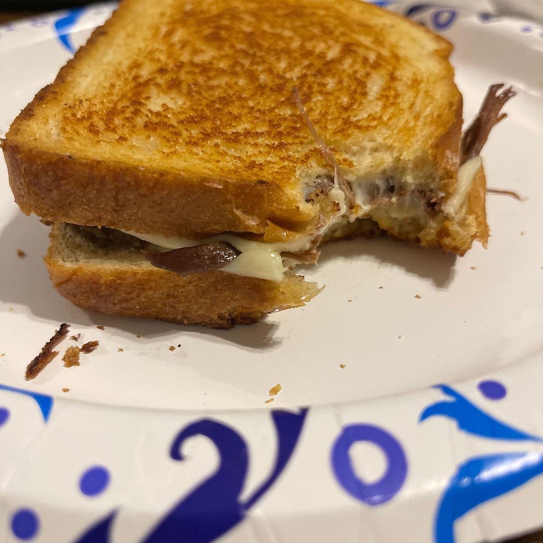 Slow Cooker French Dip Grilled Cheese Sandwiches