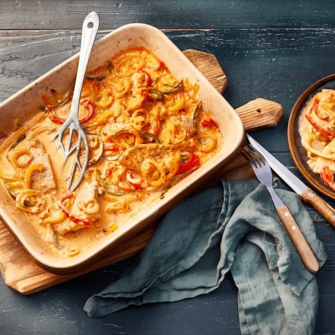 Paprika-Sahne-Schnitzel aus dem Ofen
