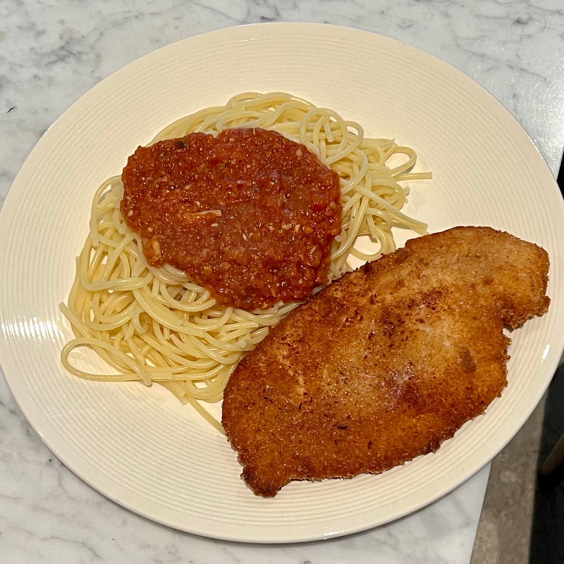 Red Sauce Pasta and chicken breast 