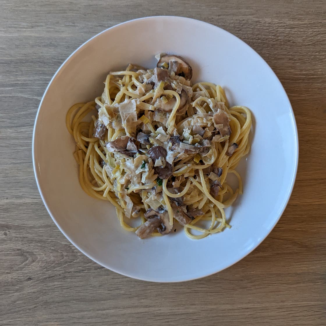 Pâtes champignons poireau