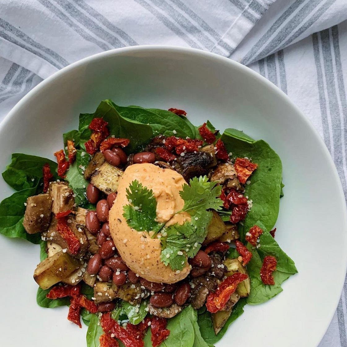Vegan Roasted Red Pepper Hummus Bowl