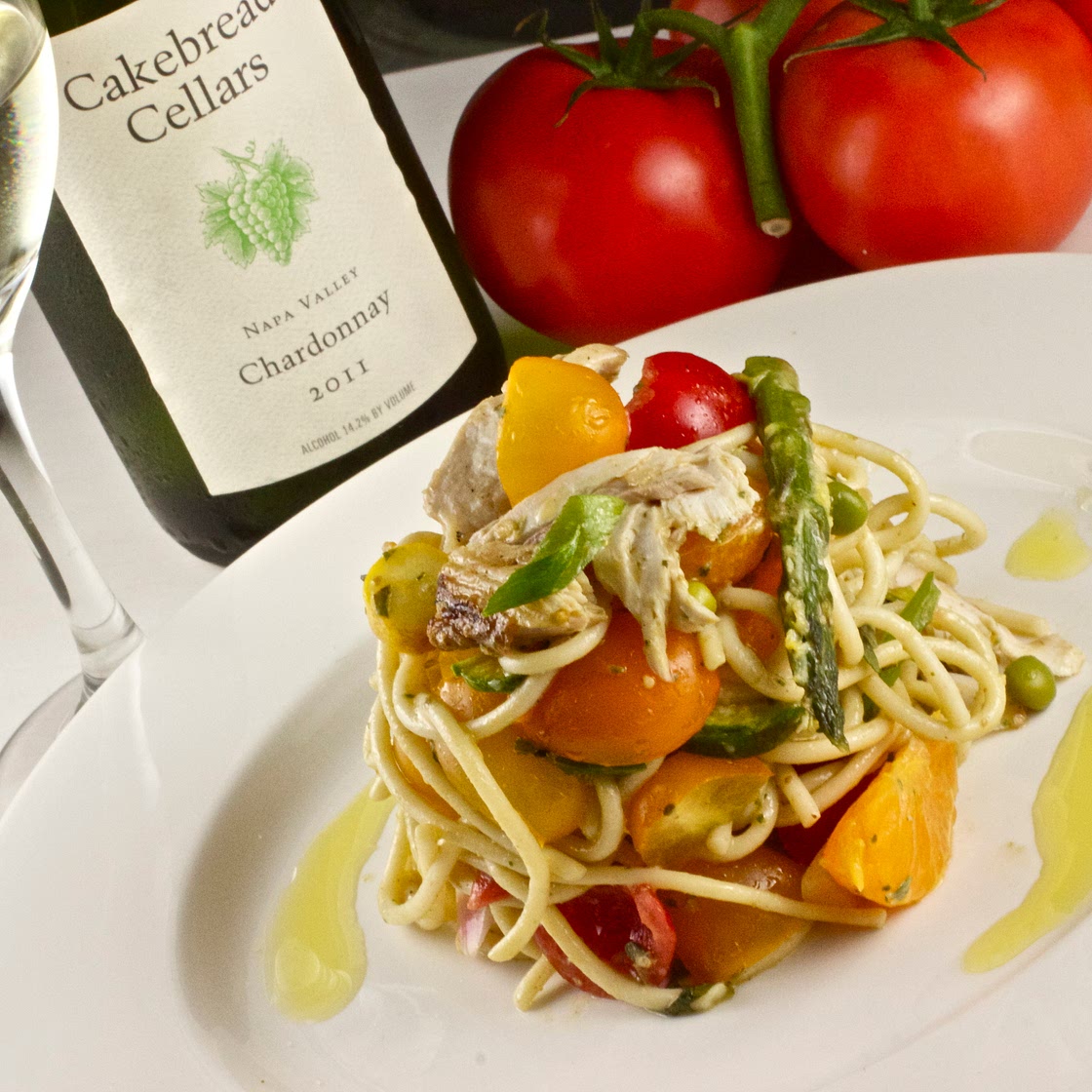 Grilled Chicken Pasta Salad with Garden Herbs and Louisiana Pecan Oil Drizzle