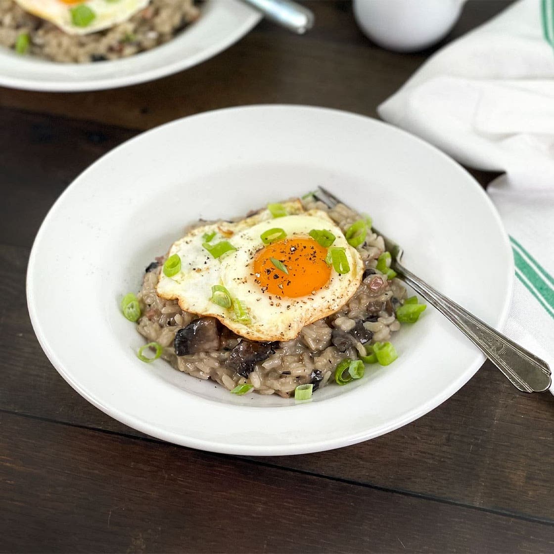Cheesy Ham and Mushroom Breakfast Risotto in the Instant Pot