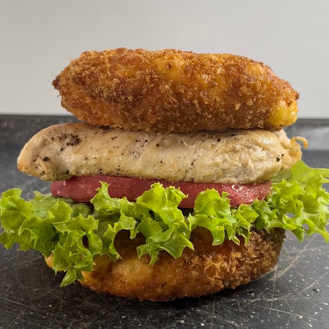 Babybel chicken burger