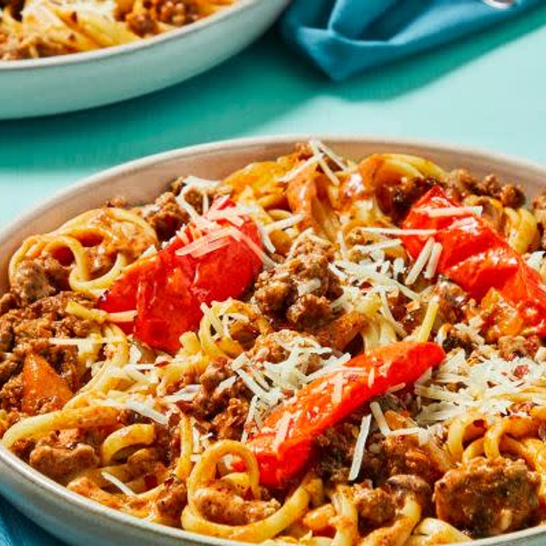 Chicken Sausage & Tomato Linguine with Parmesan