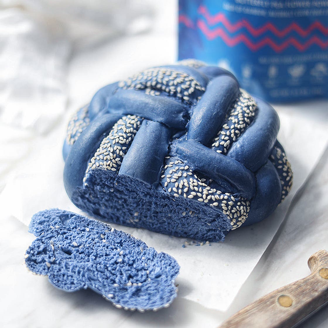 Butterfly Pea Flower Braided Bread