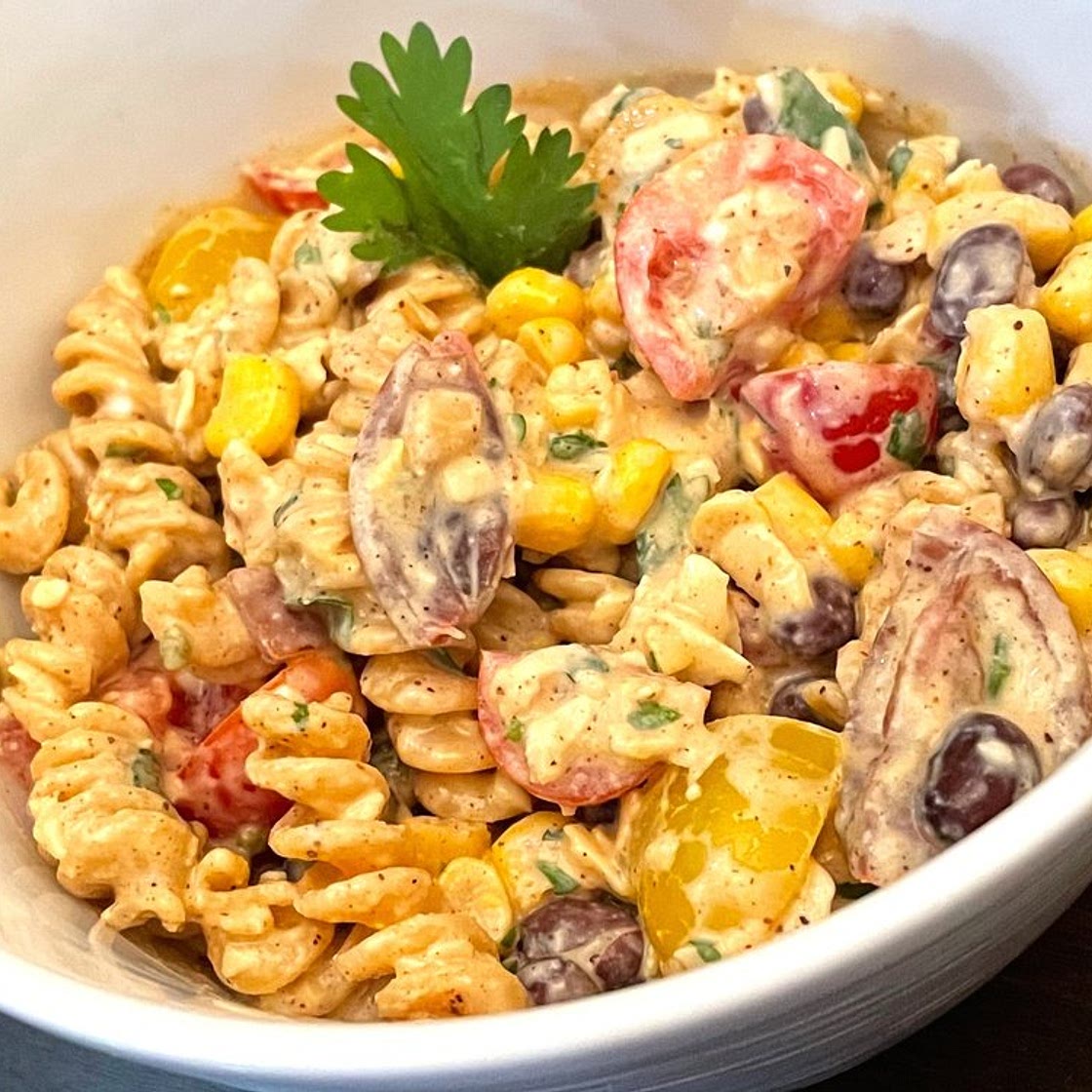 *SUPER EASY* Healthy Creamy Southwest Pasta Salad — Bottomless Chef