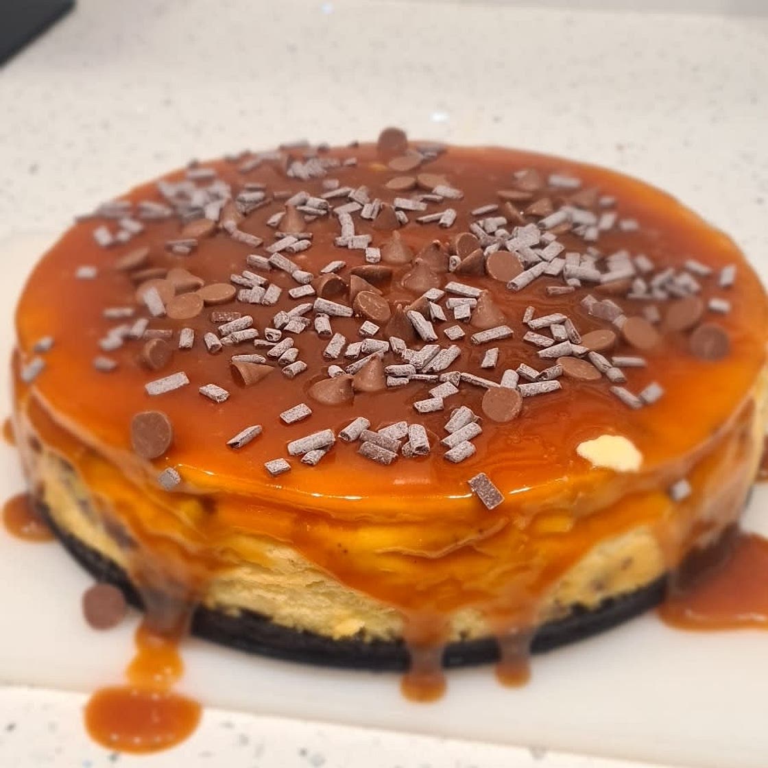Salted Caramel Chocolate Chip Cheesecake