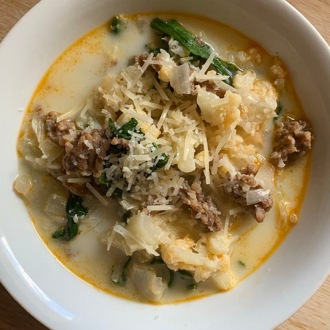 Sausage, Kale, and Cauliflower Soup