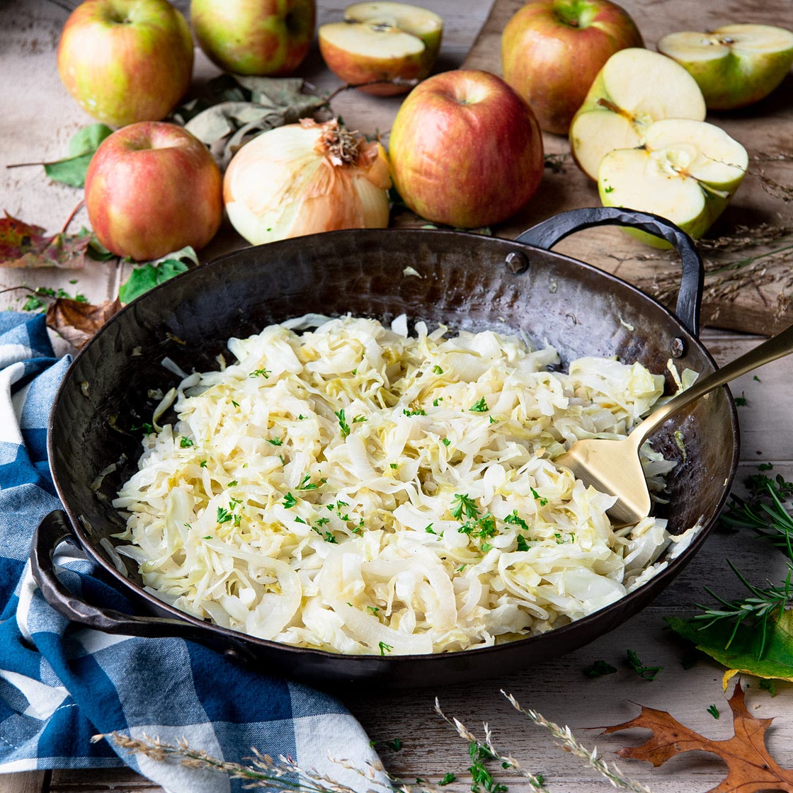 Fried Cabbage with Apples and Onions