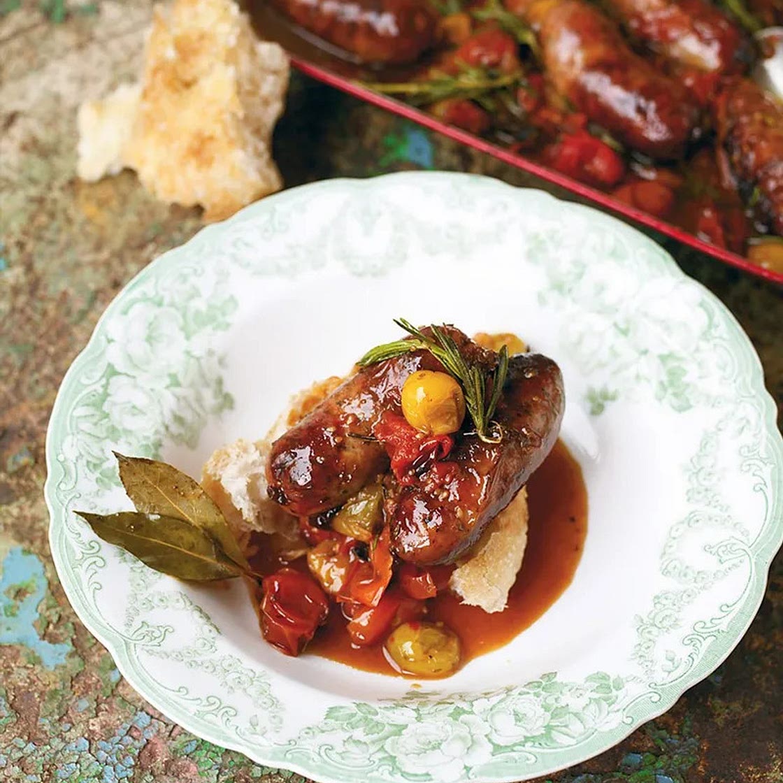 Sweet cherry tomato and sausage bake