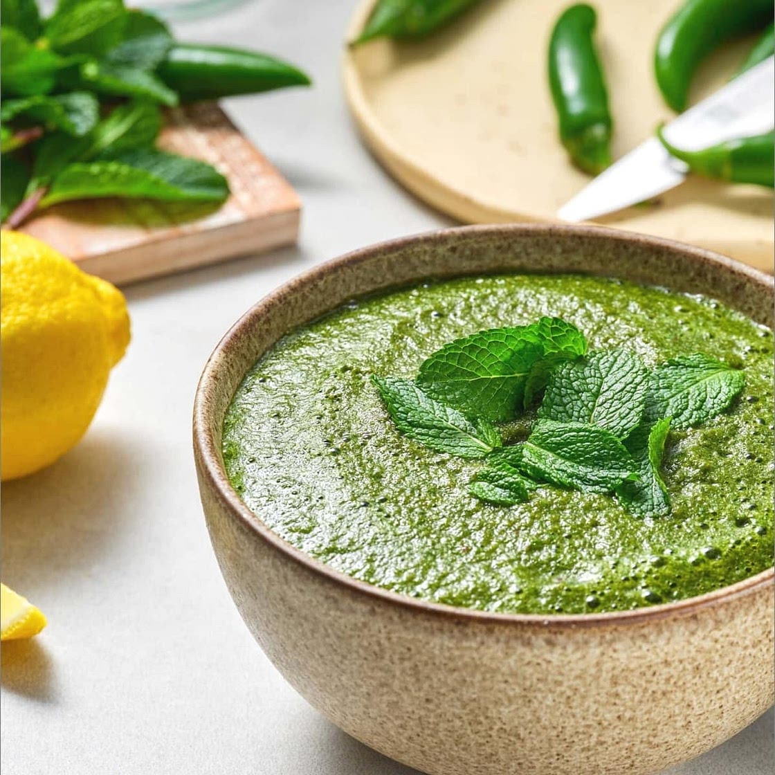 Serrano Mint Cilantro Chutney (Coriander Chutney)