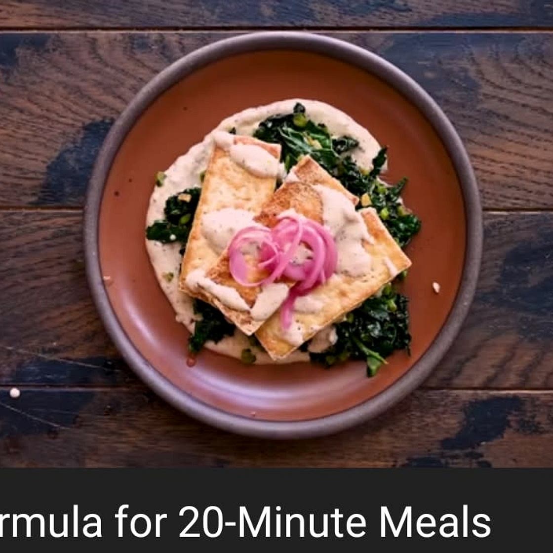 Garlicky Kale and Crsipy Tofu with Tahini Sauce