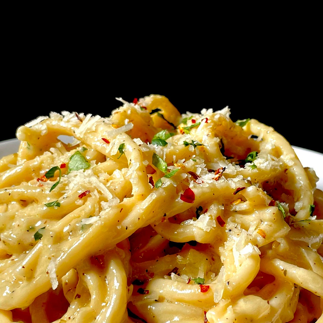 White Wine Garlic Butter Bucatini