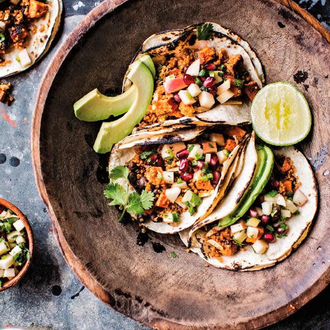 Chipotle-Roasted Sweet Potato and Quinoa Tacos