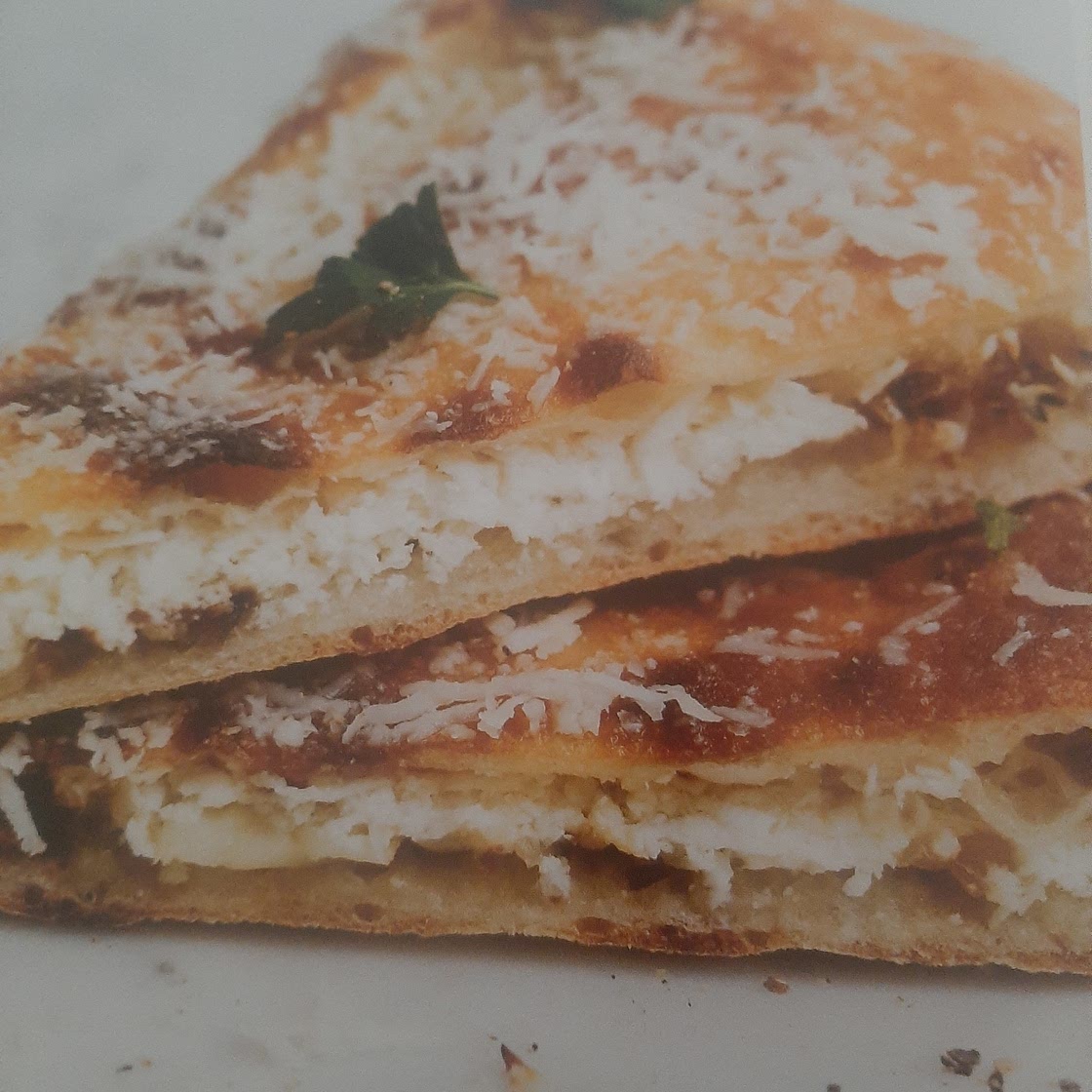 Ricotta Salata Stuffed Flatbread with Shallots