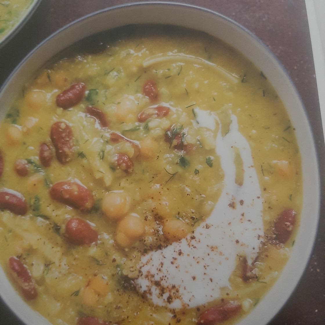 Cilantro Dill Bean and Noodle Soup