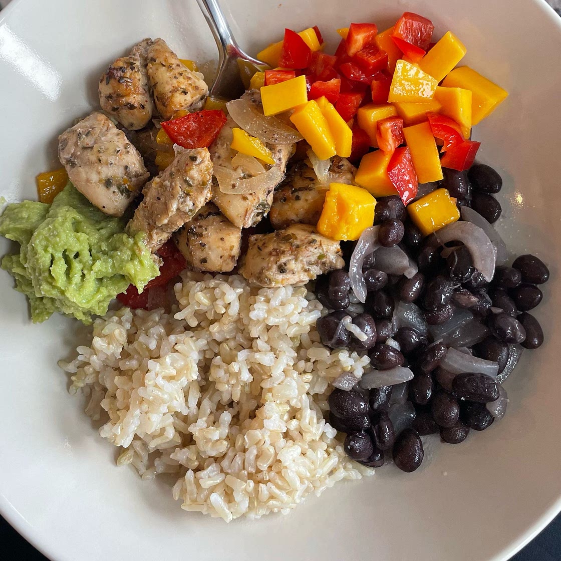 Sheet Pan Cuban Chicken and Black Bean Rice Bowl