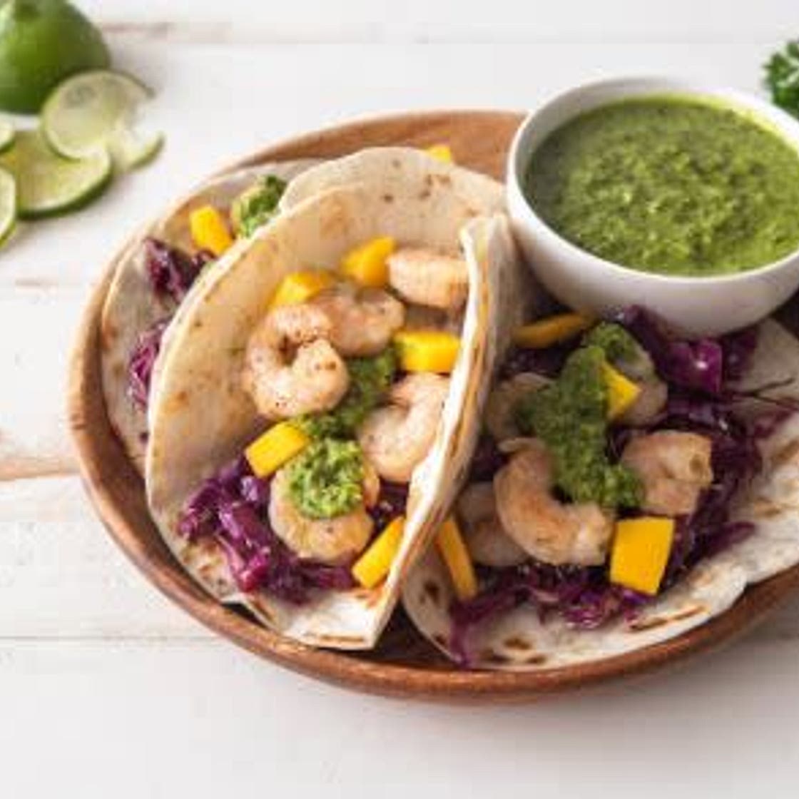 Shrimp Tacos with Asian Chimichurri